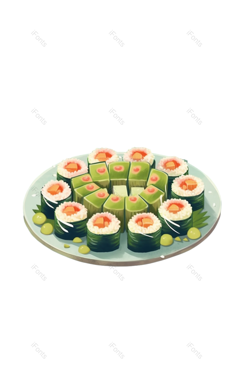 日本图片,盘子元素,美味PNG,寿司免抠素材